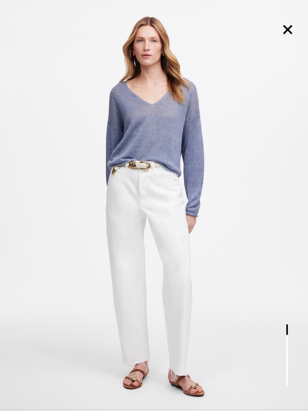 Madewell pieced- barrel leg Jean in tile white